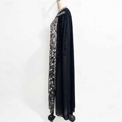 Neck Dress A-Line the Bride Cape Elegant of Mother Crew
