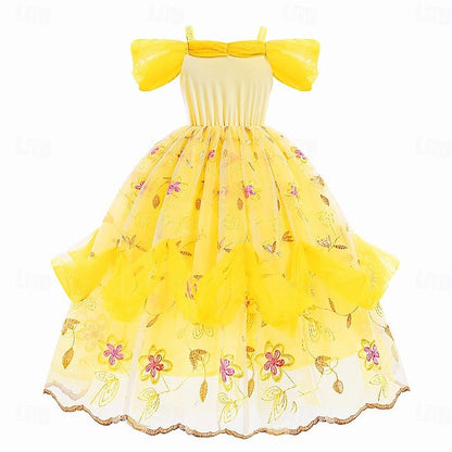 Flower Beauty Girl Princess Cute Dress and Belle Beast the