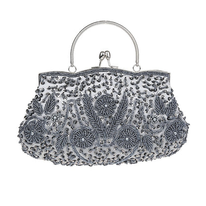 Vintage White Evening Beaded – Purse Women's Clutch