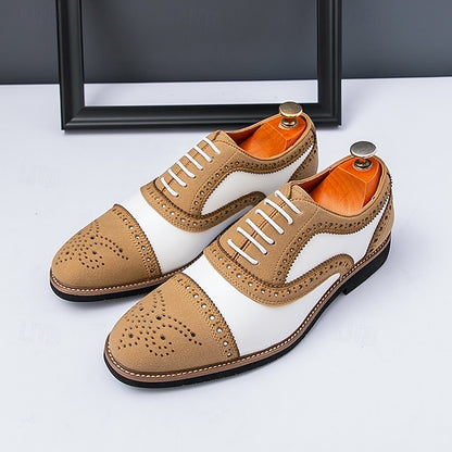 and Brogue Brown Shoes with White Oxford Classic Men's