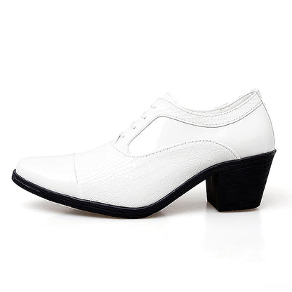 Men's Black Crocodile Leather Faux Patent Oxford Pattern