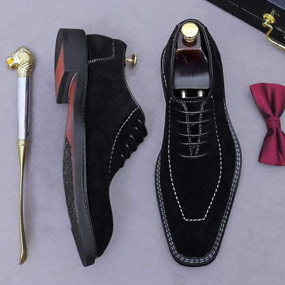 Men's Derby - Shoes Suede Classic Leather Genuine Cowhide