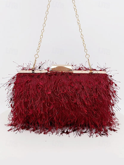 Clutch Chain Evening with Feathered Chic Women's Strap