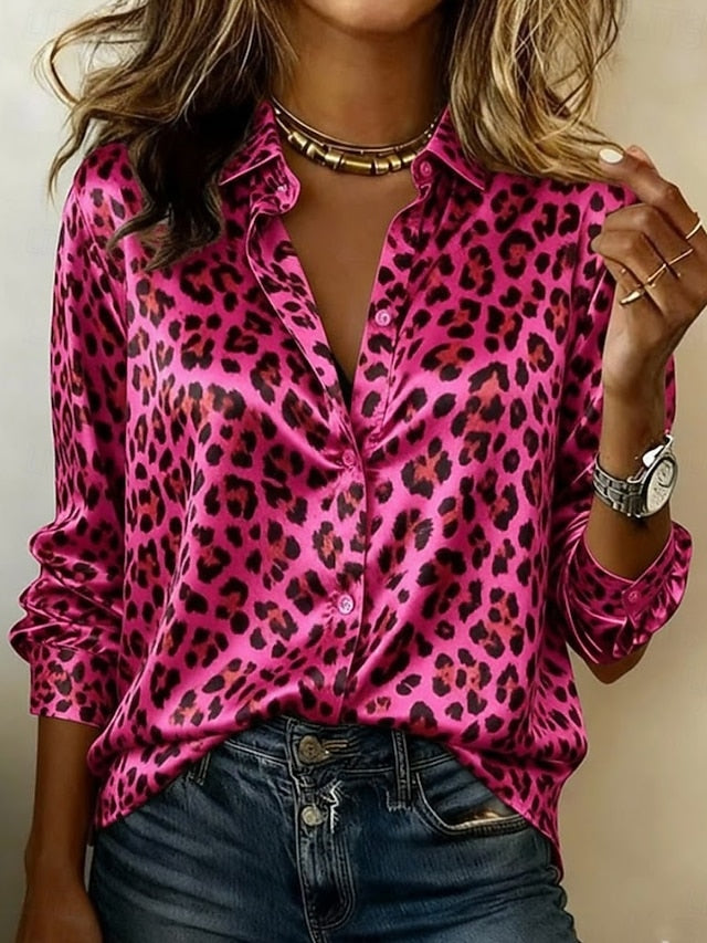 Women's Shirt Graphic Leopard Vintage Stylish Modern Long
