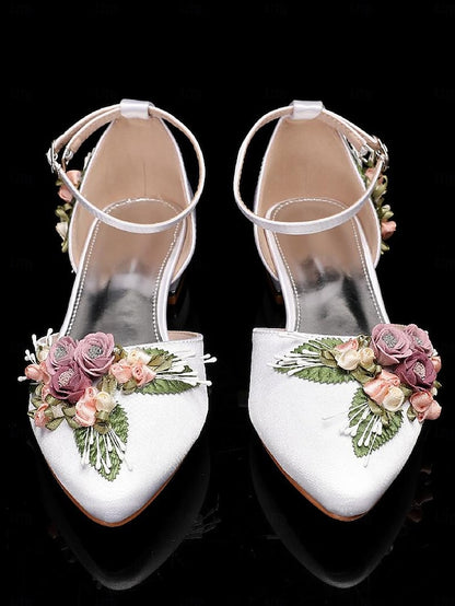 Clutch White – Floral with Shoes Flat Matching Embroidered