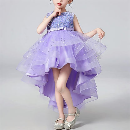 Kids Solid Party Girls' Color Sleeveless Dress