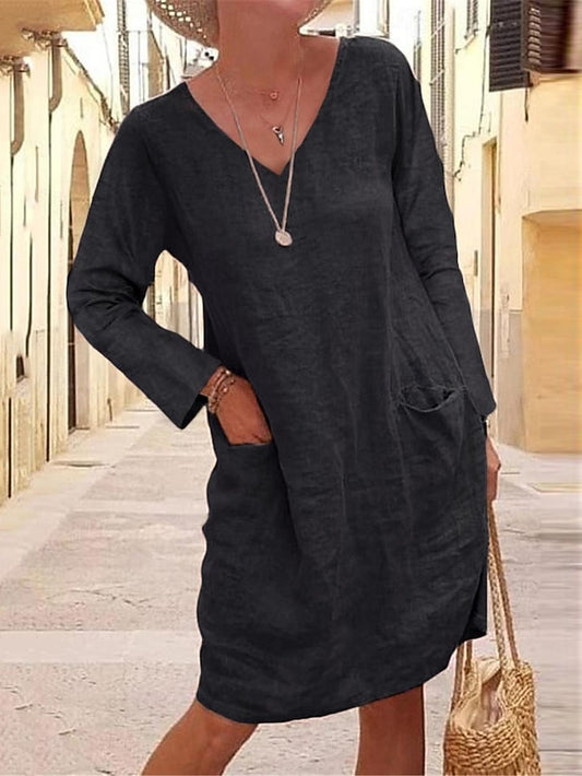 Women's Black Yellow khaki Summer Spring Midi Dress Faux