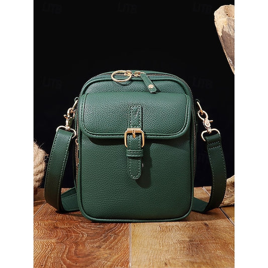 Tasche vorne braun mit Kunstleder Vintage Damen Crossbody
