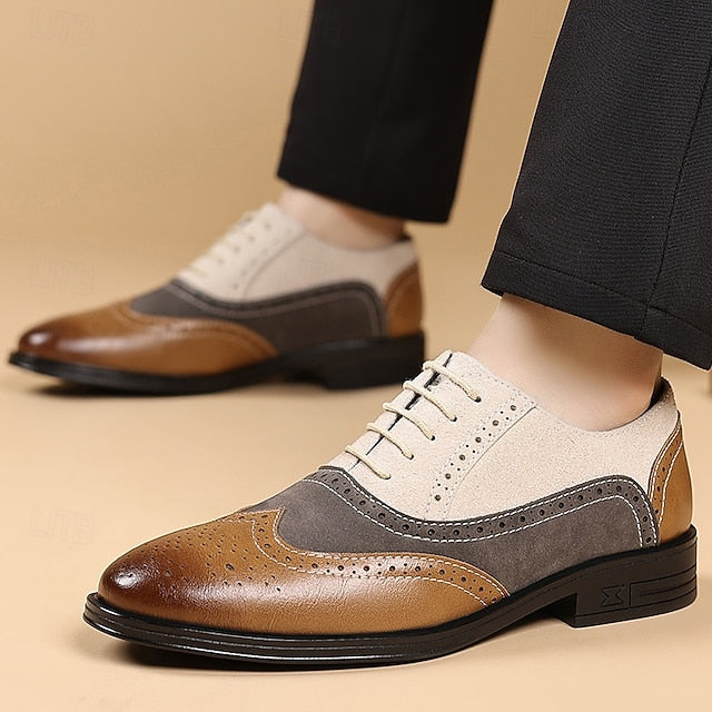 Gray Brown Classic Shoes Brogue and Men's Oxford Dress