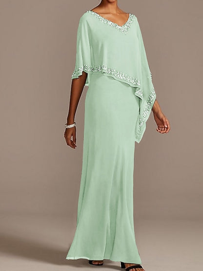 Bride V Mother the Wedding Sheath Elegant Guest Dress Neck of