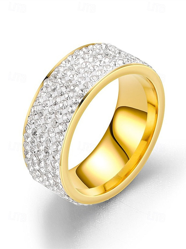 Wide Pave with Full Rings Band Rhinestone Men's