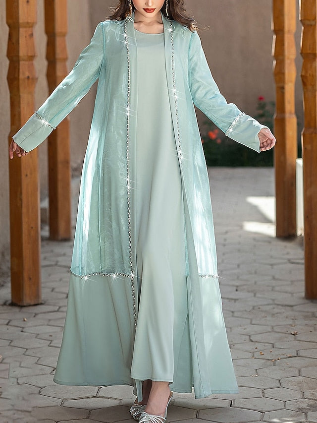 Mother Elegant Bride Crew of Floor Neck the A-Line Dress Vintage
