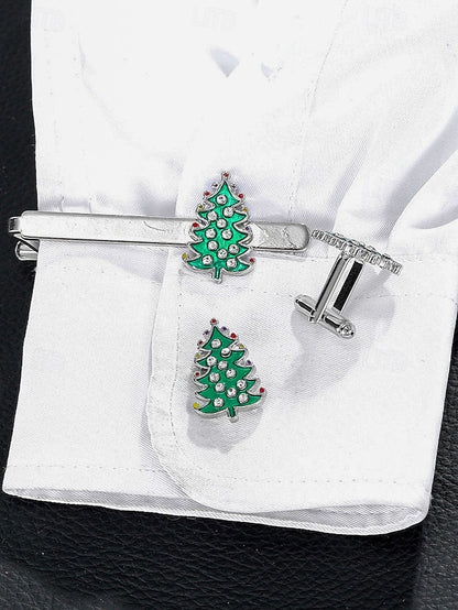 Clip Set Tie - Cufflinks Festive Men's and Tree Christmas