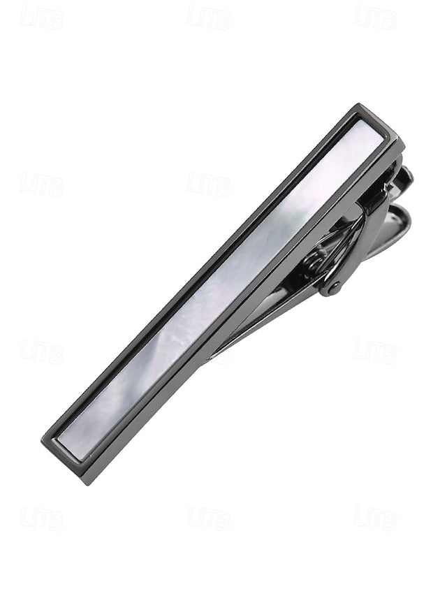 with clip tie pearl mother Men's and brass inlaid of