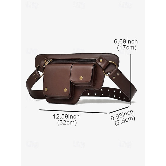 Utility Bag mit Vintage Gürtel Damen Leder Kunstleder