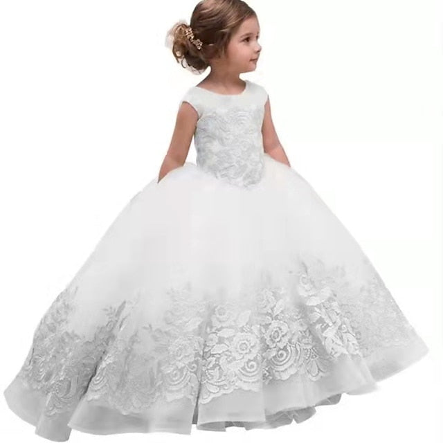 Kids Flower Colored Solid Girl Girls' Floral Dress