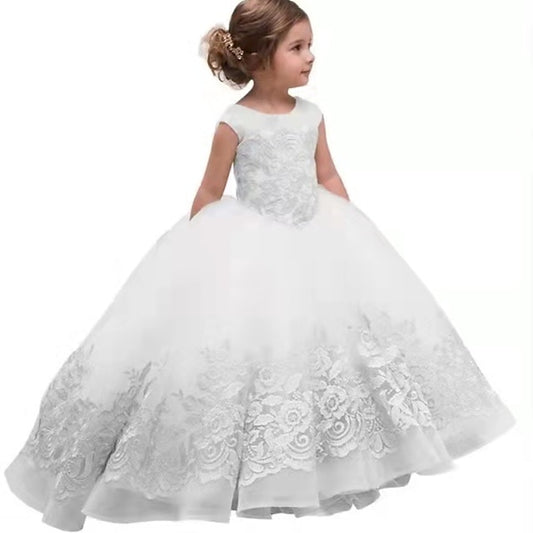 Kids Flower Colored Solid Girl Girls' Floral Dress