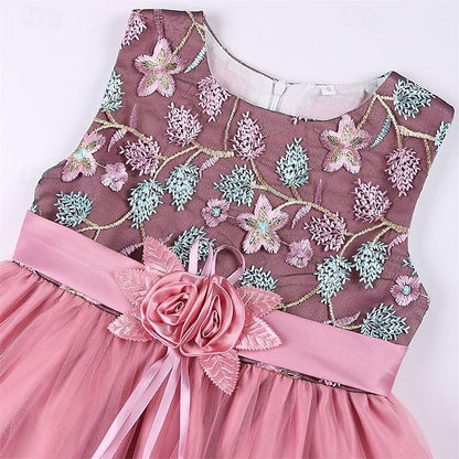 Party Girl Girls' Sleeveless Flower 3D Dress
