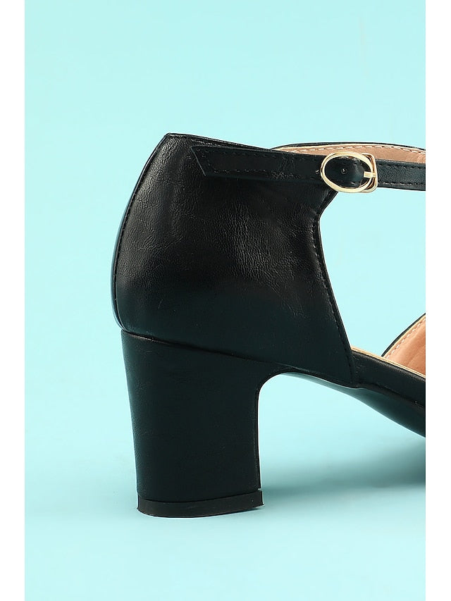 heels Chunky Vintage Retro Heels Roaring T-strap 1950s Shoes 20s