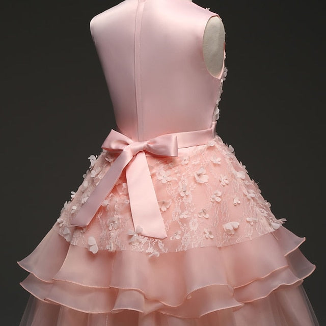 Solid Colored Flower Kids Girls' Girl Dress