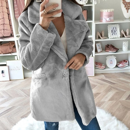 Comfortable Faux Coat Fur Casual Pocket Women's Warm