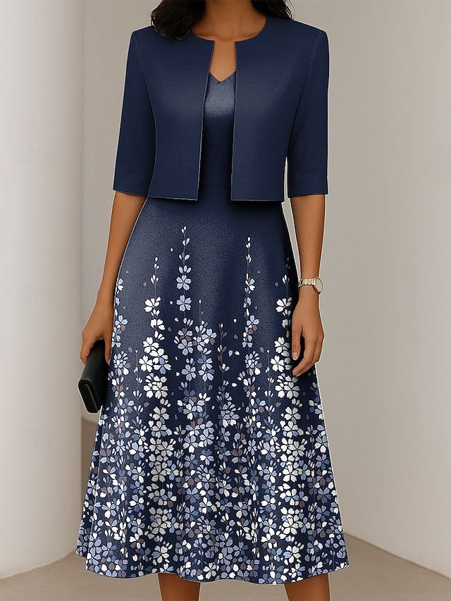 Women's Dress Set A Line Dress Elegant Casual Floral