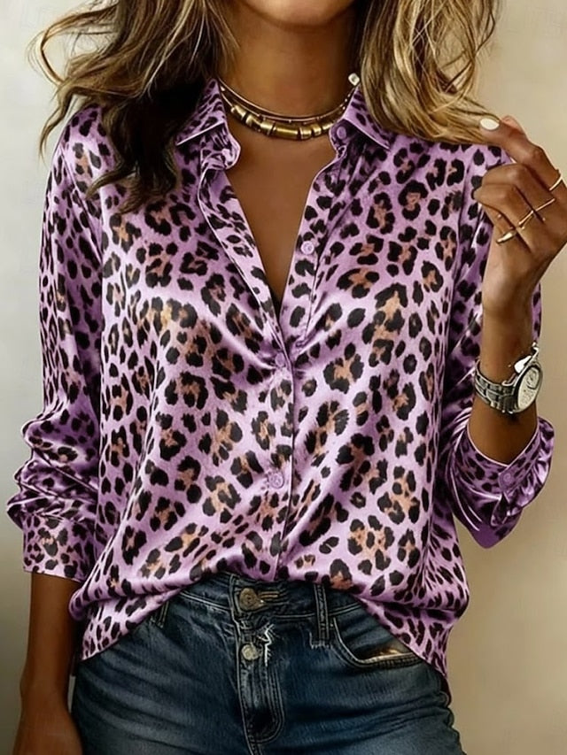 Women's Shirt Graphic Leopard Vintage Stylish Modern Long