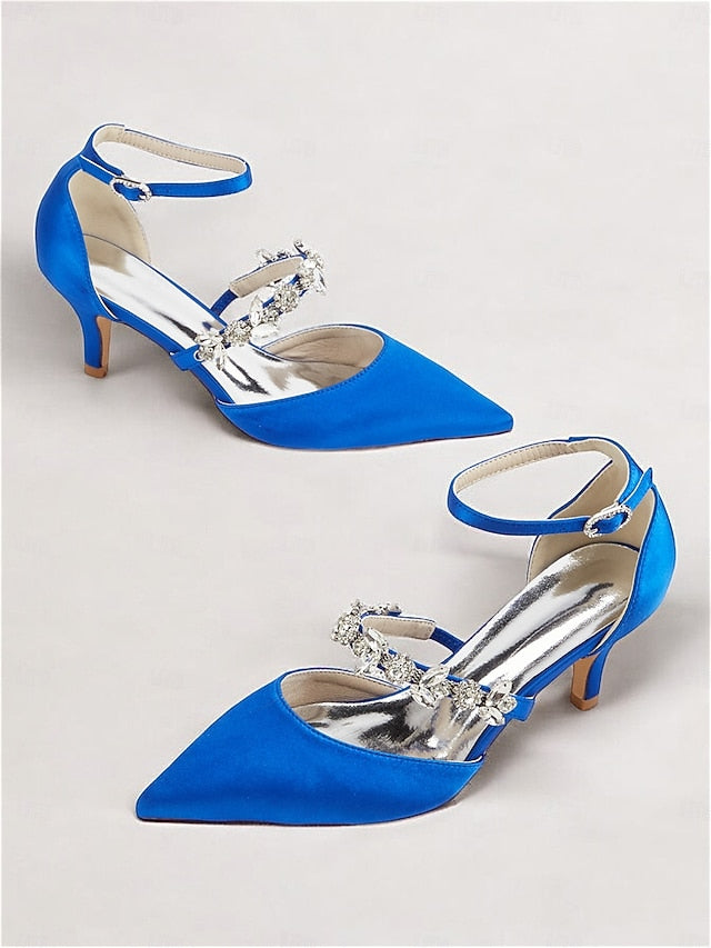 - Embellishments Rhinestone Satin Heels Black Women's with