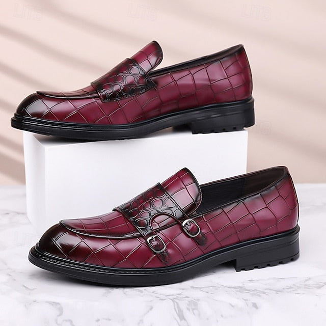 Pattern – Faux Crocodile Leather with Brown Men's Loafers