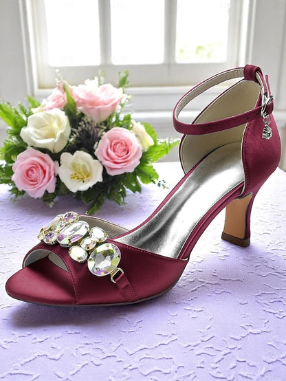 Ankle Women's Strap Satin Black with and Open Toe Heels