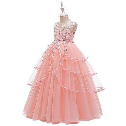 Girls' Sleeveless Color Dress Party Kids Solid