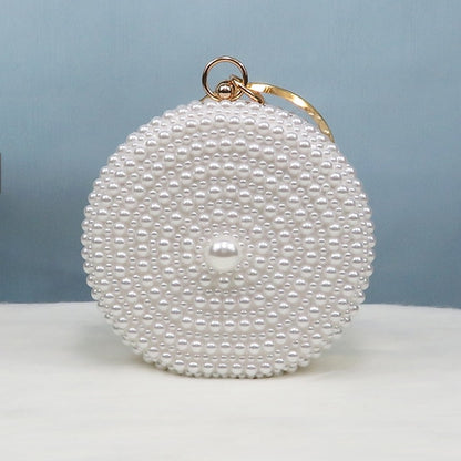 Purse White and Stiletto Round Pearl-Embellished Pearl Set Heels