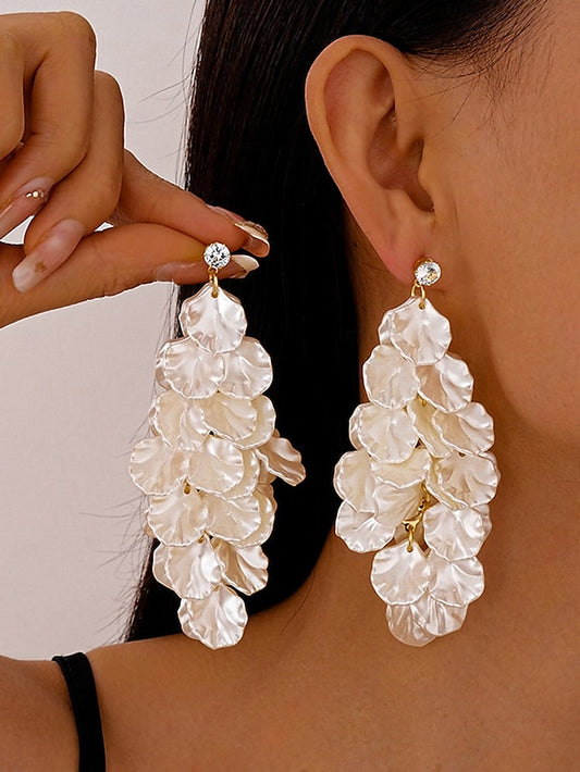 Elegant Layered - Women's Earrings Floral Satin Petal Drop