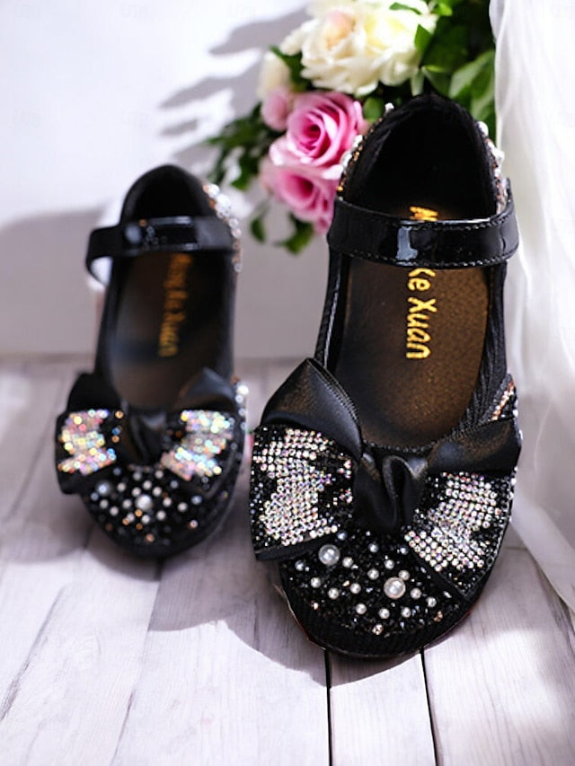 Girls' Jane Sparkly Rhinestone Bow Shoes Glitter Mary –
