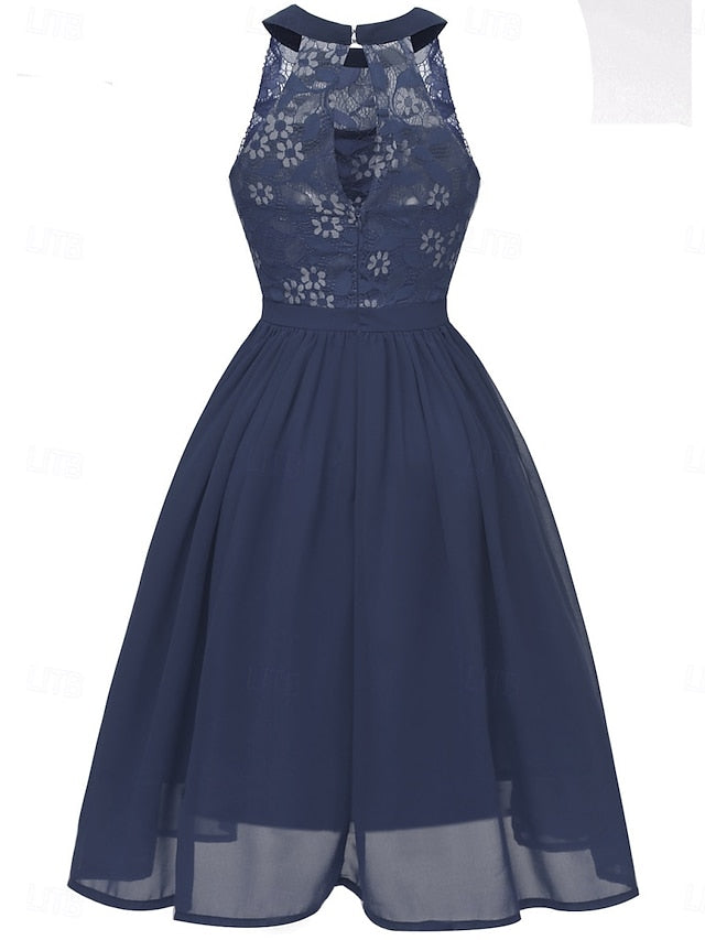 Women's Midi Dress Lace Dress Cocktail Dress Wedding Guest