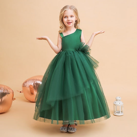 Sleeveless Formal Party Solid Girls' Kids Dress Color