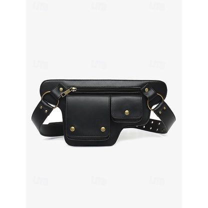 Utility Bag mit Vintage Gürtel Damen Leder Kunstleder