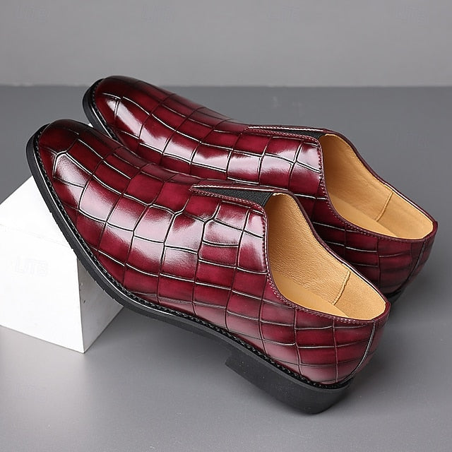 Shoes Slip-On – Crocodile Burgundy Men's Dress Pattern