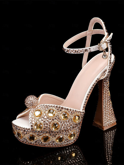Women's Crystal-Embellished with Platform Sandals Glamorous