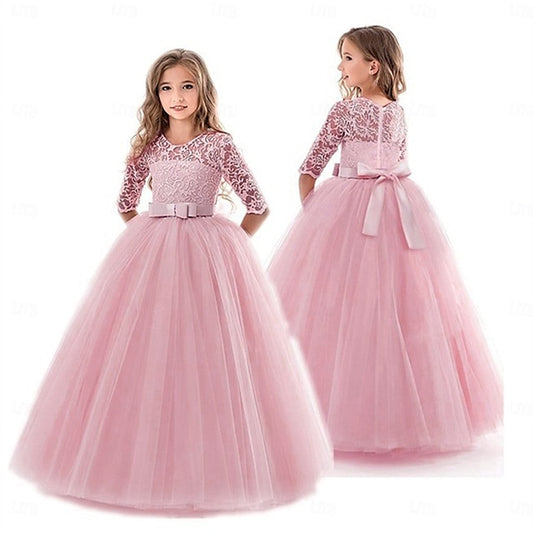 Wedding Girls' Dress Colored Girl Kids Solid Flower