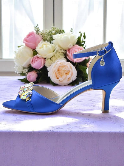 Ankle Women's Strap Satin Black with and Open Toe Heels