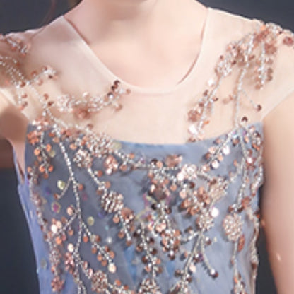 Performance Dress Girls' Sequin Short Kids Sleeve Party