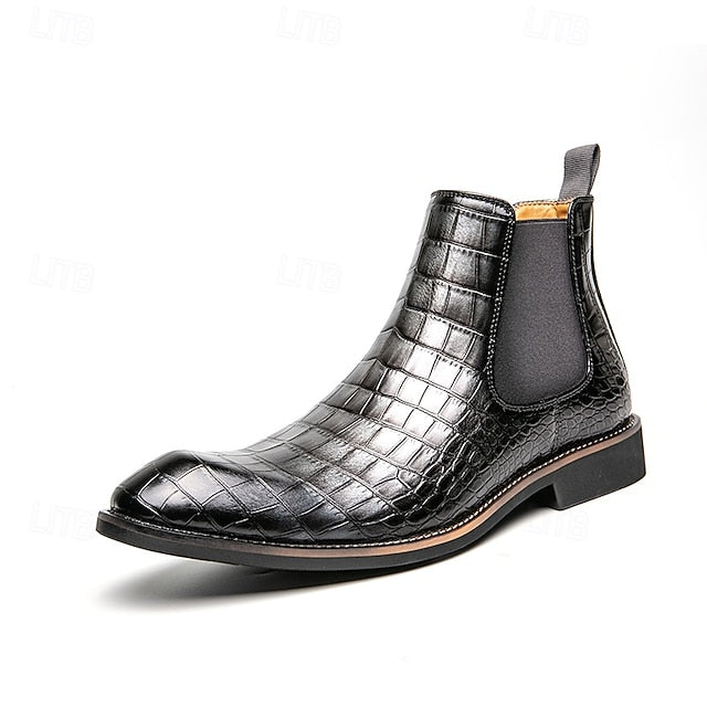 Chelsea Boots Brown Pattern Men's Crocodile – Slip-On
