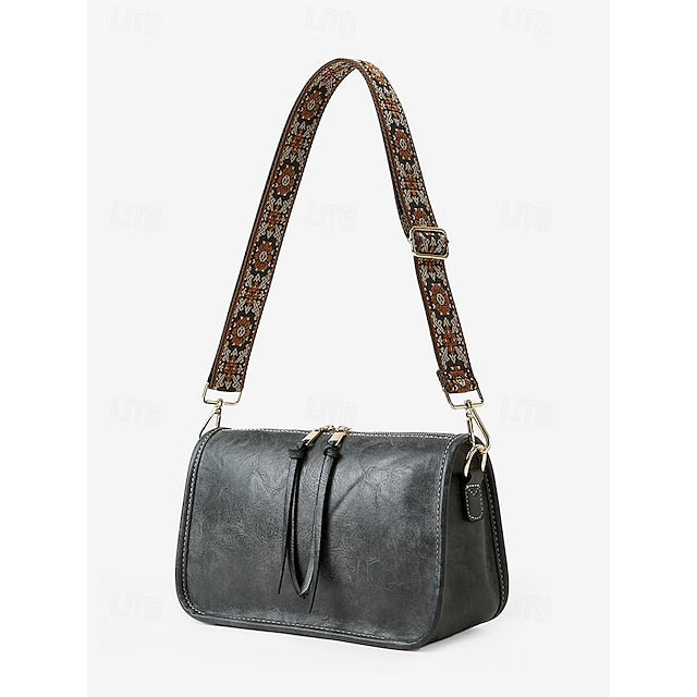 Bag Adjustable Leather Brown Faux Women's Shoulder with