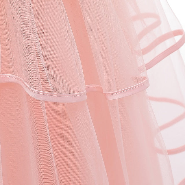 Girls' Party Color Kids Sleeveless Dress Solid