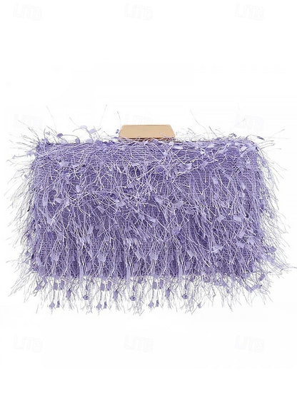 Clutch Chain Evening with Feathered Chic Women's Strap