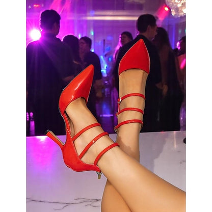 Patent Red Heels Leather Sexy High Women's – Strappy