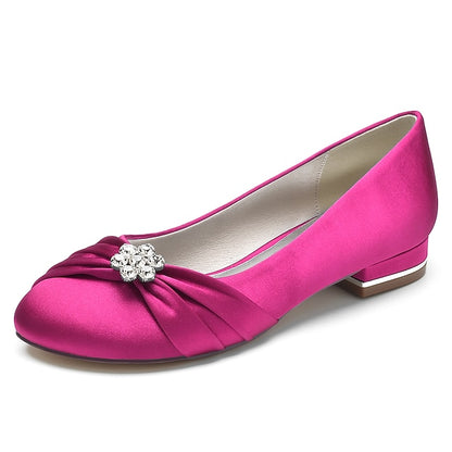 with Women's Satin Flats Rhinestone Blue Wedding Light