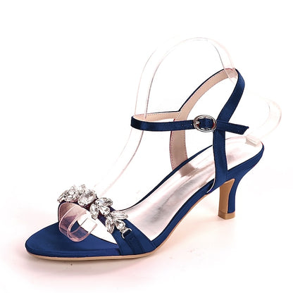 Silver Sandals Heeled Elegant Women's – Rhinestone
