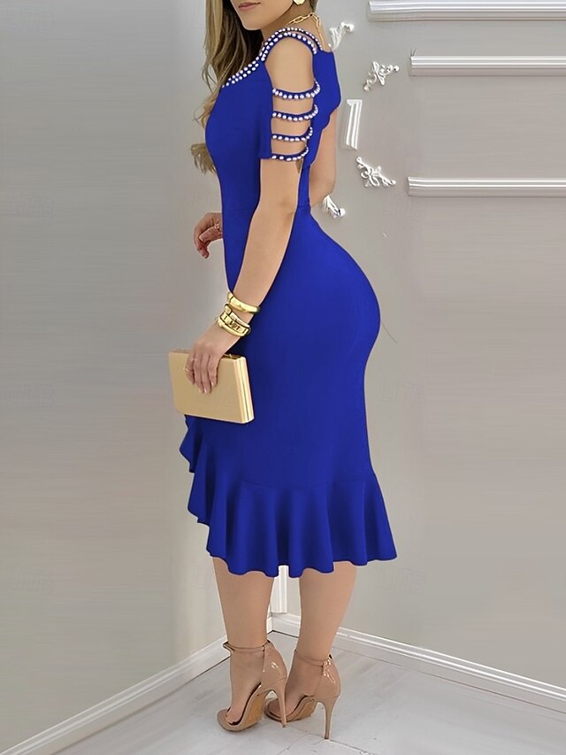 Women's Midi Dress Bodycon Elegant Formal Date Regular Fit